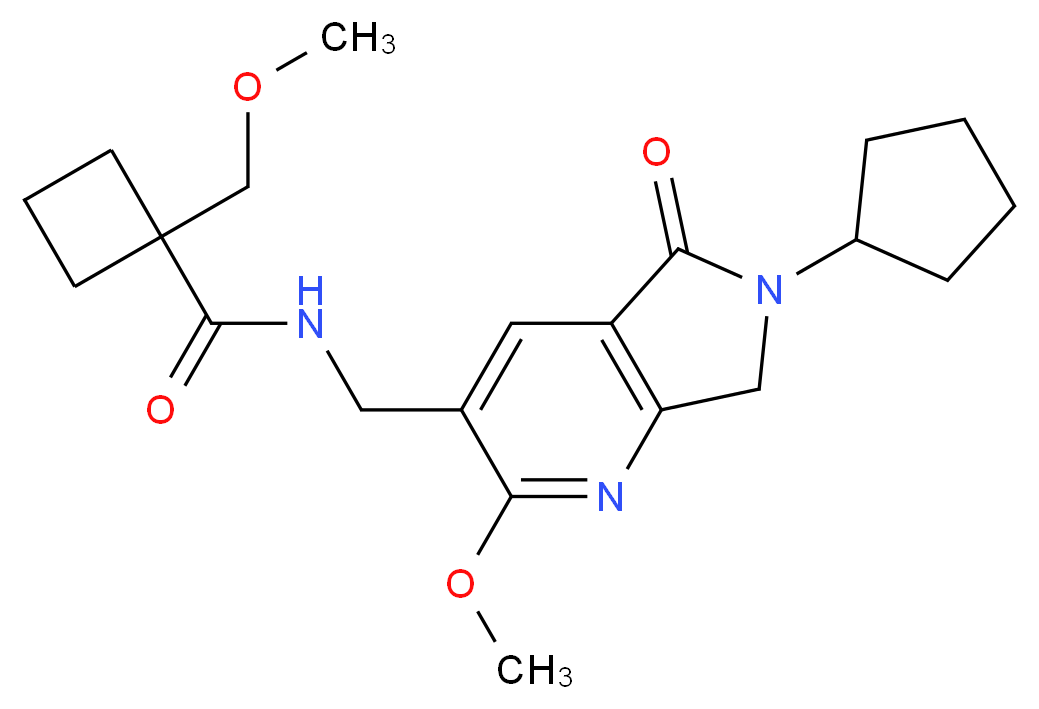 N-[(6-cyclopentyl-2-methoxy-5-oxo-6,7-dihydro-5H-pyrrolo[3,4-b]pyridin-3-yl)methyl]-1-(methoxymethyl)cyclobutanecarboxamide_分子结构_CAS_)