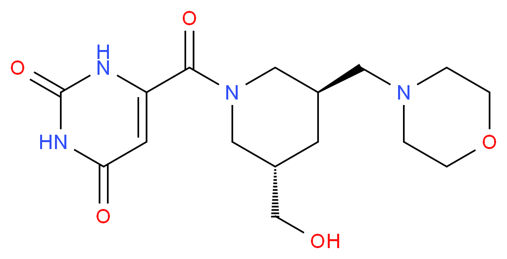 6-{[(3S*,5R*)-3-(hydroxymethyl)-5-(4-morpholinylmethyl)-1-piperidinyl]carbonyl}-2,4(1H,3H)-pyrimidinedione_分子结构_CAS_)