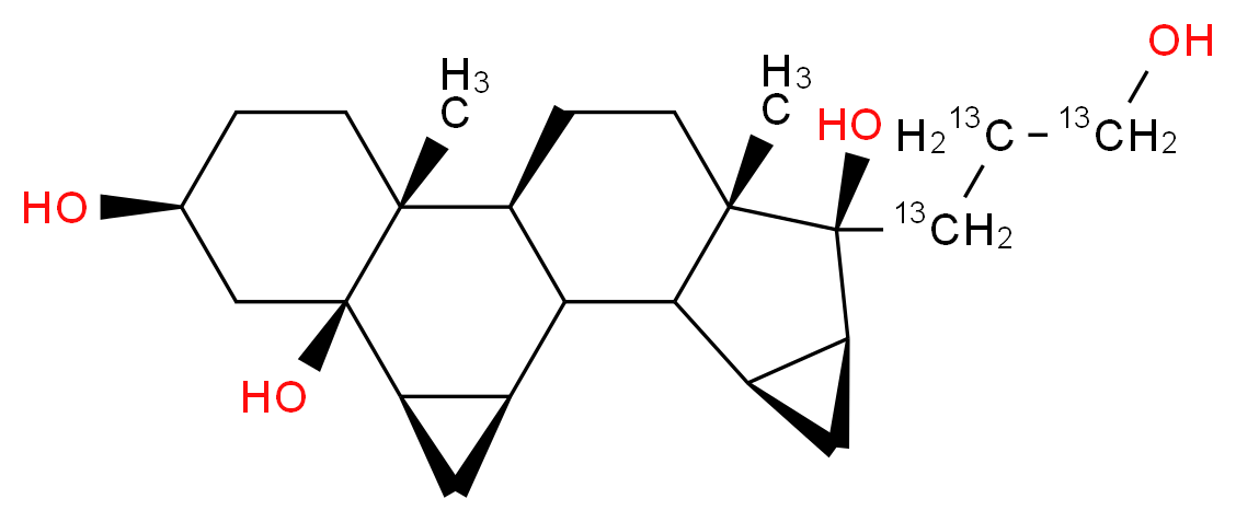 (1R,2R,4R,5R,7S,10R,11S,14S,15S,16S,18S,19S)-15-[3-hydroxy(1,2,3-<sup>1</sup><sup>3</sup>C<sub>3</sub>)propyl]-10,14-dimethylhexacyclo[9.8.0.0<sup>2</sup>,<sup>4</sup>.0<sup>5</sup>,<sup>1</sup><sup>0</sup>.0<sup>1</sup><sup>4</sup>,<sup>1</sup><sup>9</sup>.0<sup>1</sup><sup>6</sup>,<sup>1</sup><sup>8</sup>]nonadecane-5,7,15-triol_分子结构_CAS_1264137-83-8