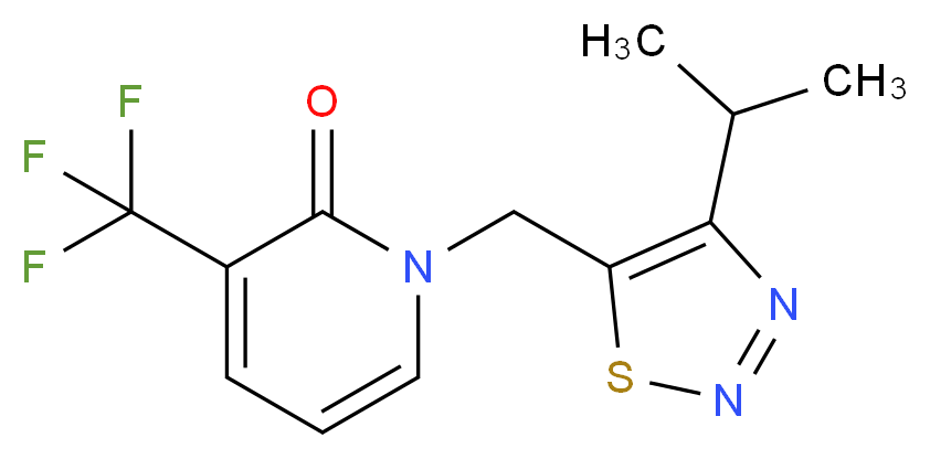 1-[(4-isopropyl-1,2,3-thiadiazol-5-yl)methyl]-3-(trifluoromethyl)pyridin-2(1H)-one_分子结构_CAS_)