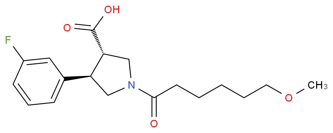 (3S*,4R*)-4-(3-fluorophenyl)-1-(6-methoxyhexanoyl)pyrrolidine-3-carboxylic acid_分子结构_CAS_)