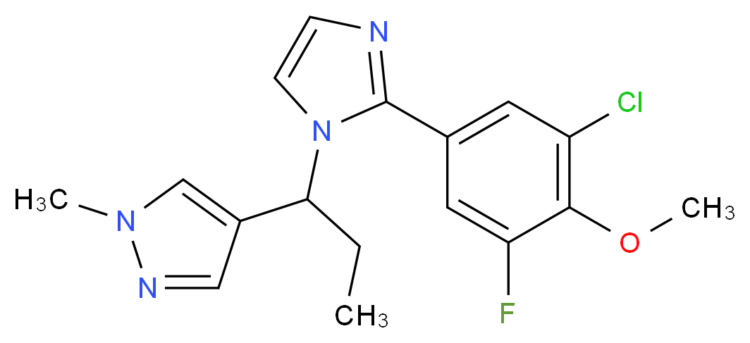 4-{1-[2-(3-chloro-5-fluoro-4-methoxyphenyl)-1H-imidazol-1-yl]propyl}-1-methyl-1H-pyrazole_分子结构_CAS_)
