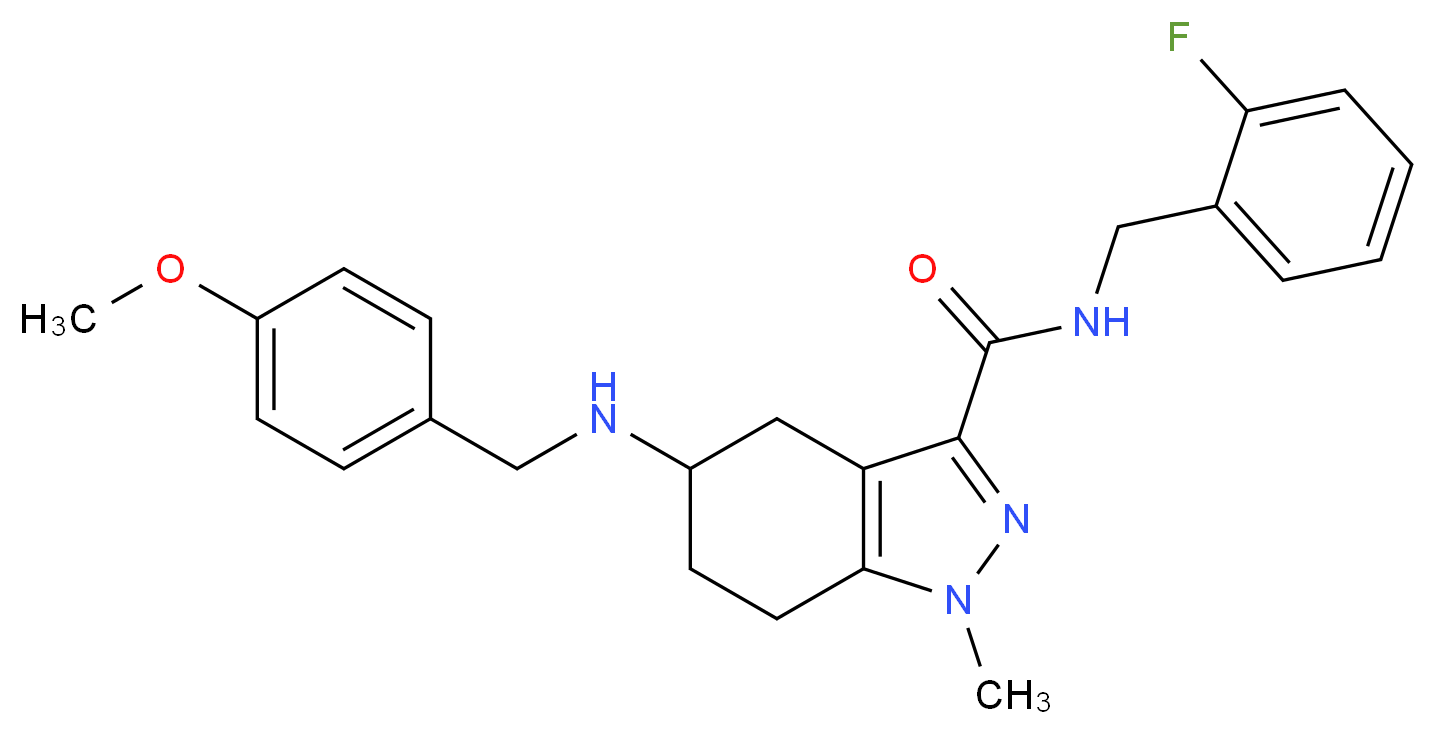 N-(2-fluorobenzyl)-5-[(4-methoxybenzyl)amino]-1-methyl-4,5,6,7-tetrahydro-1H-indazole-3-carboxamide_分子结构_CAS_)
