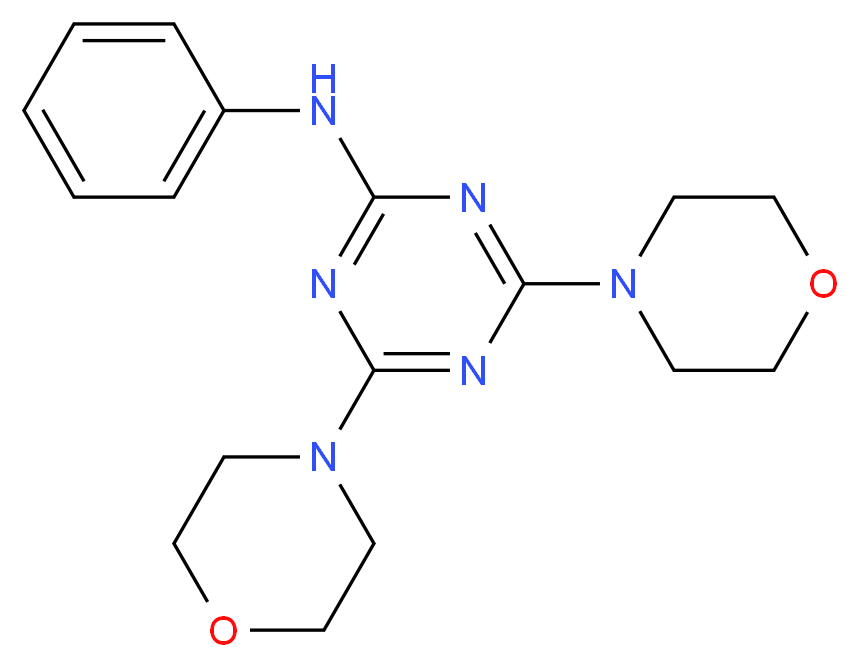 2-苯胺基-4,6-双(呀啉代)-1,3,5-三嗪_分子结构_CAS_93438-27-8)