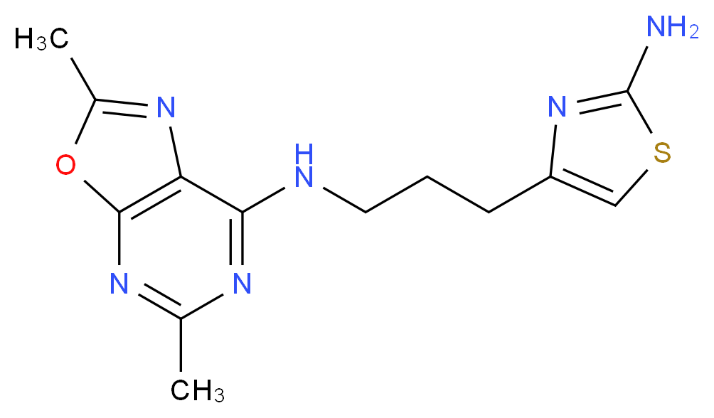 N-[3-(2-amino-1,3-thiazol-4-yl)propyl]-2,5-dimethyl[1,3]oxazolo[5,4-d]pyrimidin-7-amine_分子结构_CAS_)