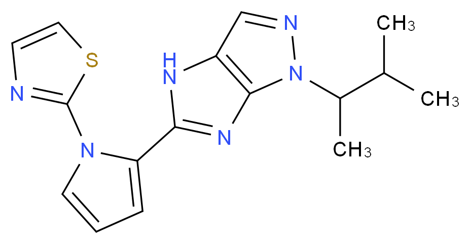 1-(1,2-dimethylpropyl)-5-[1-(1,3-thiazol-2-yl)-1H-pyrrol-2-yl]-1,4-dihydroimidazo[4,5-c]pyrazole_分子结构_CAS_)