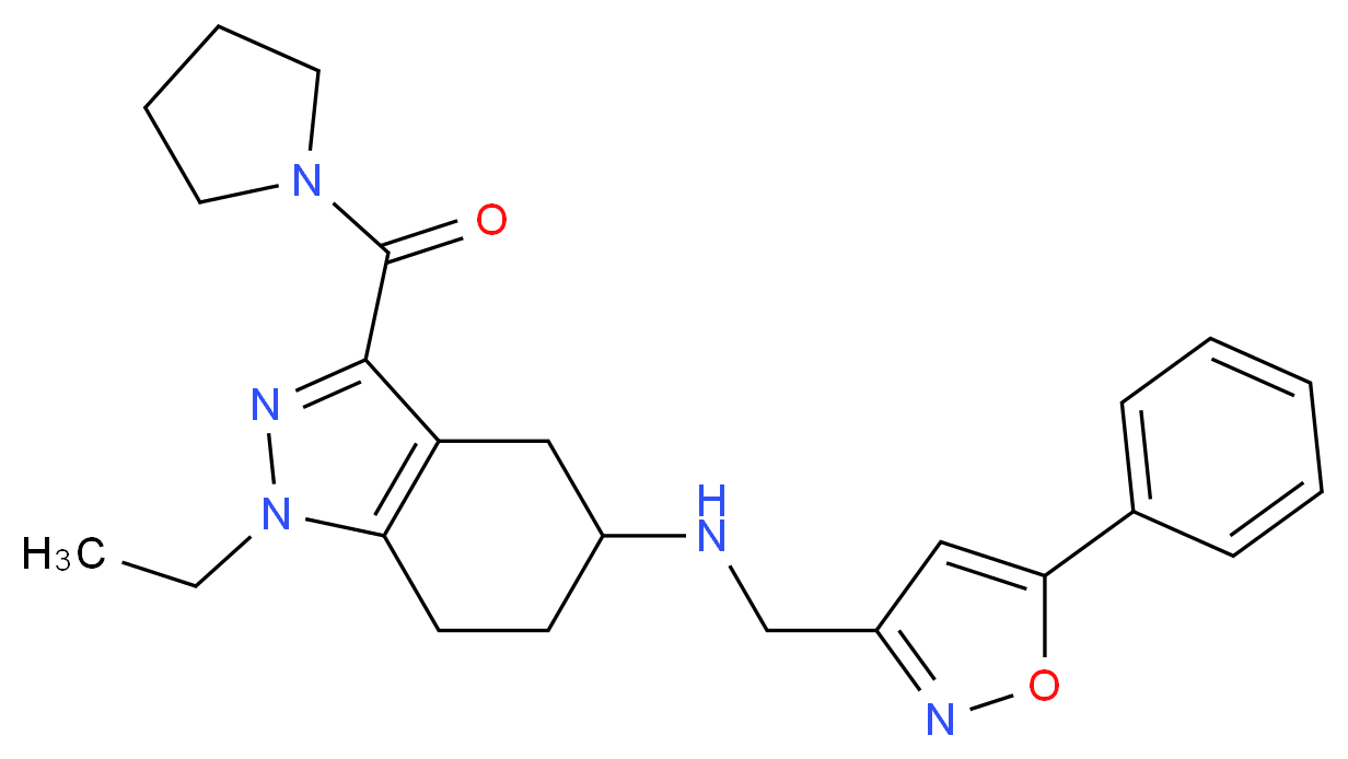 1-ethyl-N-[(5-phenyl-3-isoxazolyl)methyl]-3-(1-pyrrolidinylcarbonyl)-4,5,6,7-tetrahydro-1H-indazol-5-amine_分子结构_CAS_)