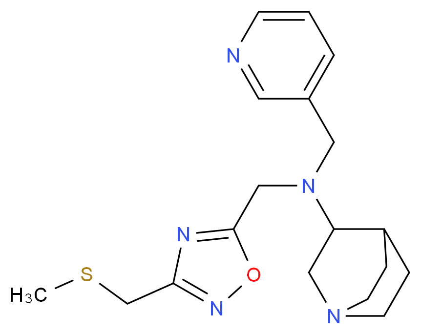 N-({3-[(methylthio)methyl]-1,2,4-oxadiazol-5-yl}methyl)-N-(3-pyridinylmethyl)quinuclidin-3-amine_分子结构_CAS_)