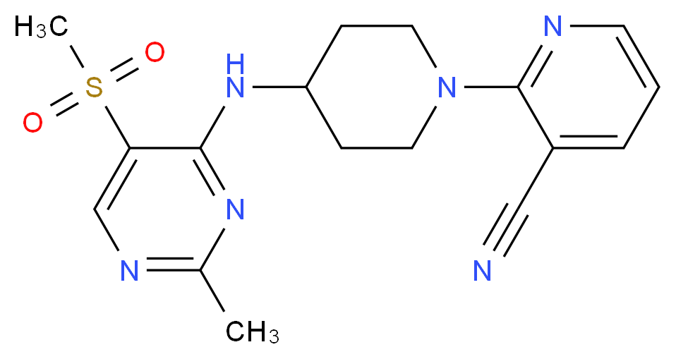2-(4-{[2-methyl-5-(methylsulfonyl)pyrimidin-4-yl]amino}piperidin-1-yl)nicotinonitrile_分子结构_CAS_)