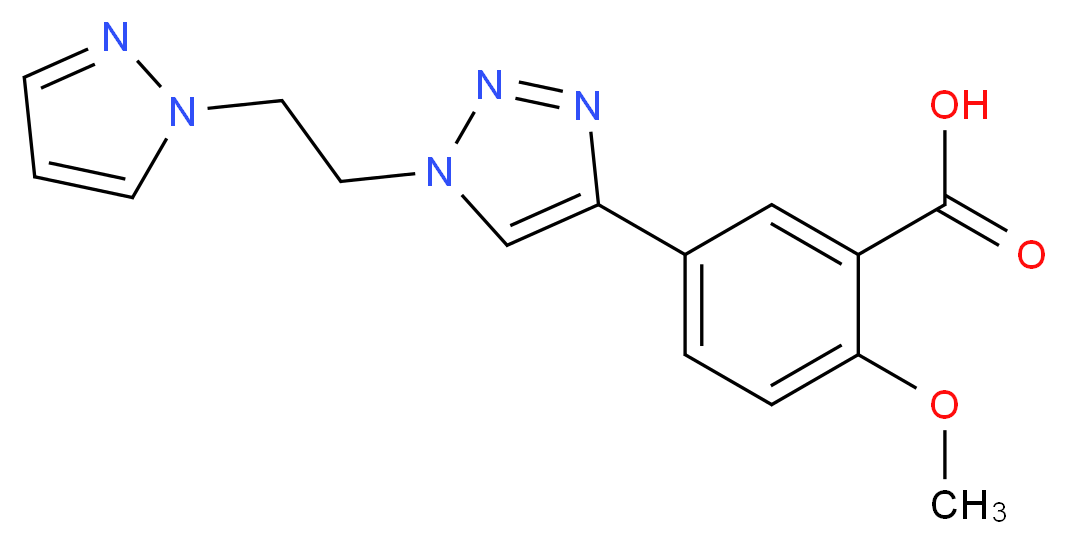 2-methoxy-5-{1-[2-(1H-pyrazol-1-yl)ethyl]-1H-1,2,3-triazol-4-yl}benzoic acid_分子结构_CAS_)