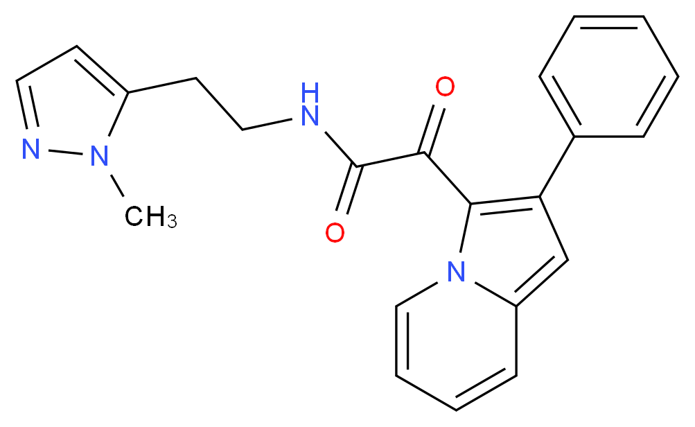 N-[2-(1-methyl-1H-pyrazol-5-yl)ethyl]-2-oxo-2-(2-phenylindolizin-3-yl)acetamide_分子结构_CAS_)