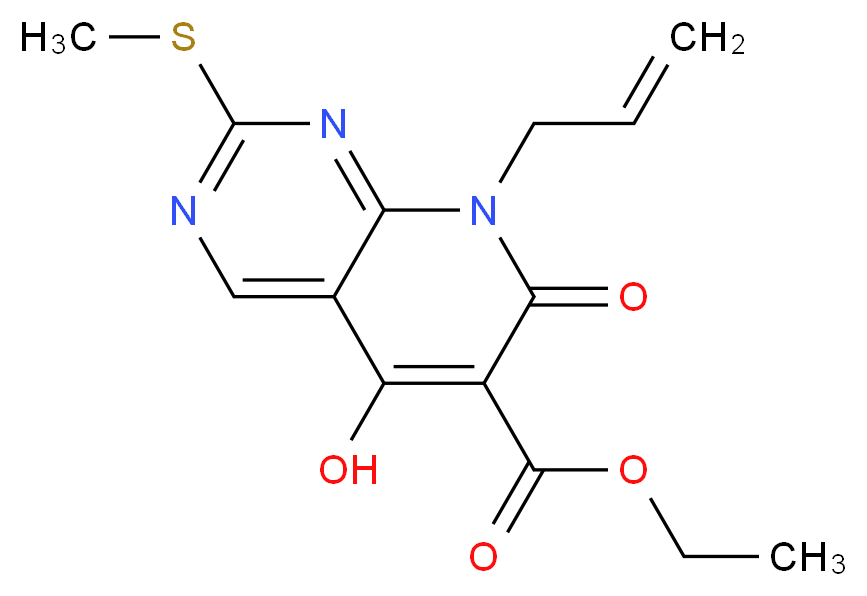 Ethyl 8-allyl-5-hydroxy-2-(methylthio)-7-oxo-7,8-dihydropyrido[2,3-d]pyrimidine-6-carboxylate_分子结构_CAS_76360-94-6)