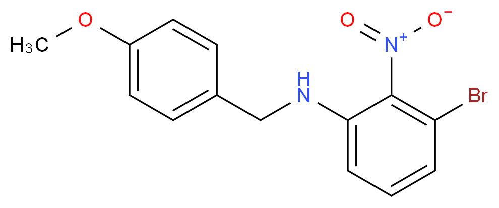 3-bromo-N-[(4-methoxyphenyl)methyl]-2-nitroaniline_分子结构_CAS_1133115-36-2