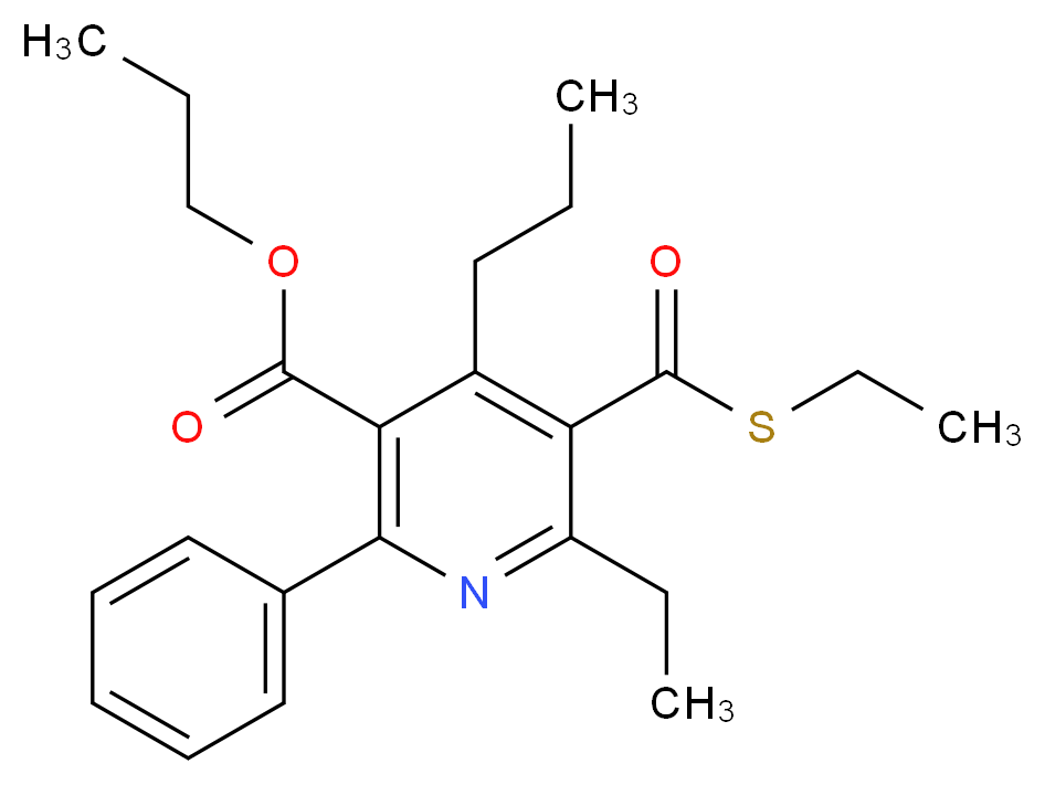 propyl 6-ethyl-5-[(ethylsulfanyl)carbonyl]-2-phenyl-4-propylpyridine-3-carboxylate_分子结构_CAS_212329-37-8