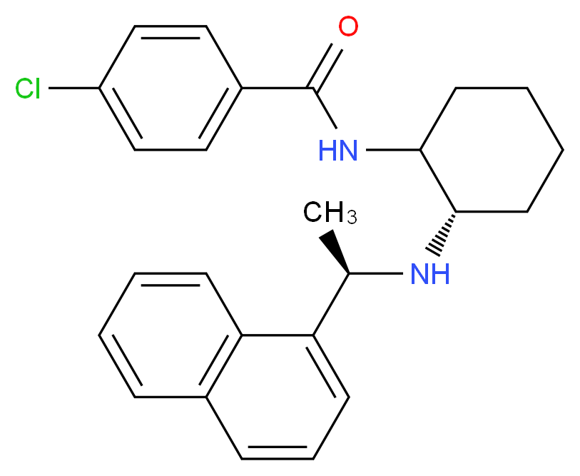 4-chloro-N-[(2S)-2-{[(1R)-1-(naphthalen-1-yl)ethyl]amino}cyclohexyl]benzamide_分子结构_CAS_652973-93-8