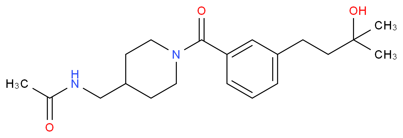 N-({1-[3-(3-hydroxy-3-methylbutyl)benzoyl]-4-piperidinyl}methyl)acetamide_分子结构_CAS_)