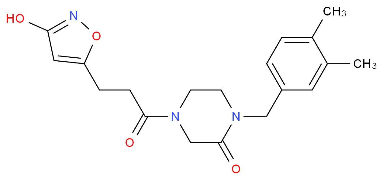 1-(3,4-dimethylbenzyl)-4-[3-(3-hydroxy-5-isoxazolyl)propanoyl]-2-piperazinone_分子结构_CAS_)