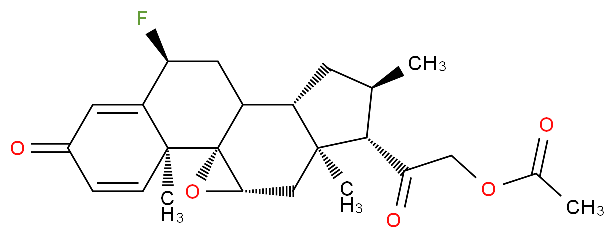 (6α,9β,11β,16α)-21-(Acetyloxy)-9,11-epoxy-6-fluoro-16-methyl-pregna-1,4-diene-3,20-dione_分子结构_CAS_61618-91-5)