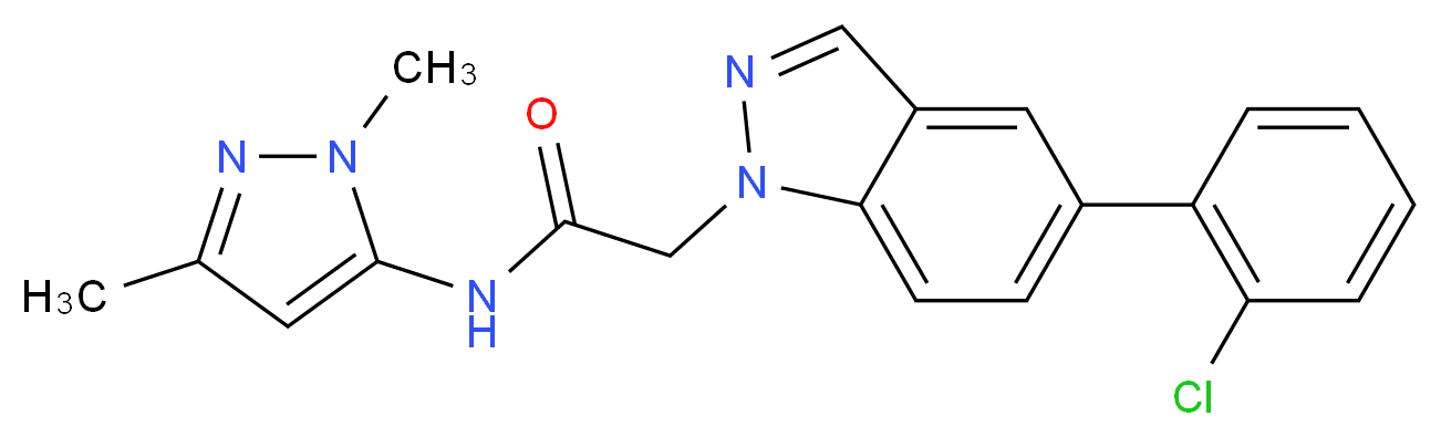 2-[5-(2-chlorophenyl)-1H-indazol-1-yl]-N-(1,3-dimethyl-1H-pyrazol-5-yl)acetamide_分子结构_CAS_)