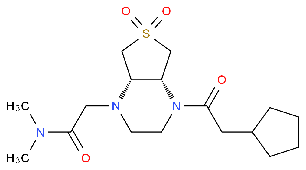 2-[(4aR*,7aS*)-4-(cyclopentylacetyl)-6,6-dioxidohexahydrothieno[3,4-b]pyrazin-1(2H)-yl]-N,N-dimethylacetamide_分子结构_CAS_)