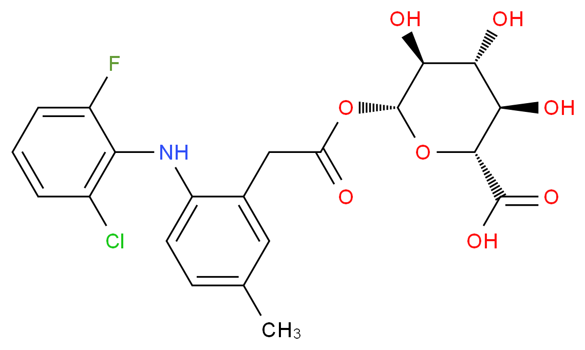 (2R,3R,4R,5S,6R)-6-[(2-{2-[(2-chloro-6-fluorophenyl)amino]-5-methylphenyl}acetyl)oxy]-3,4,5-trihydroxyoxane-2-carboxylic acid_分子结构_CAS_697287-17-5