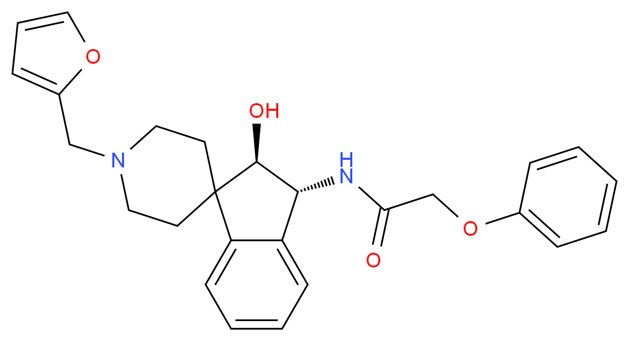 N-[(2R*,3R*)-1'-(2-furylmethyl)-2-hydroxy-2,3-dihydrospiro[indene-1,4'-piperidin]-3-yl]-2-phenoxyacetamide_分子结构_CAS_)