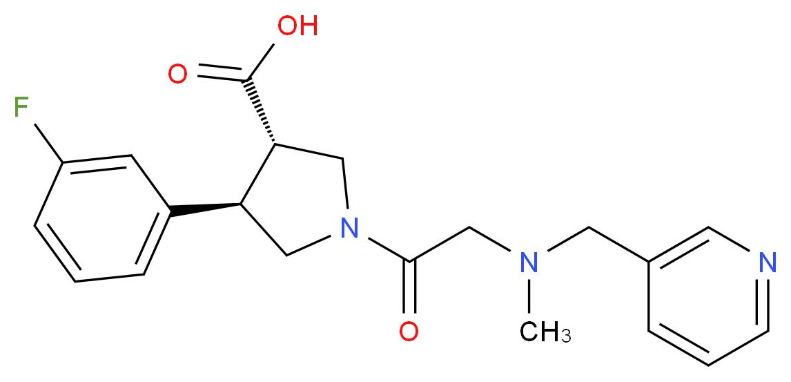 (3S*,4R*)-4-(3-fluorophenyl)-1-[N-methyl-N-(pyridin-3-ylmethyl)glycyl]pyrrolidine-3-carboxylic acid_分子结构_CAS_)