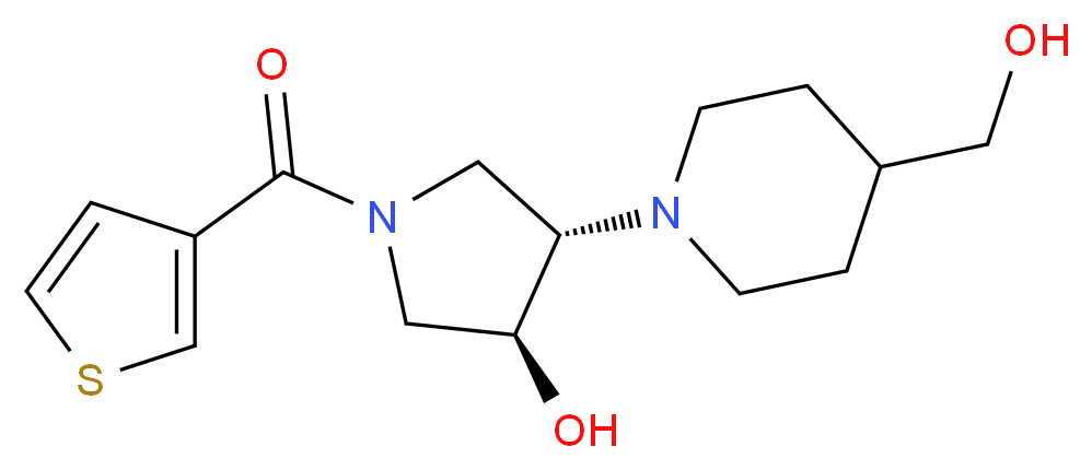 (3S*,4S*)-4-[4-(hydroxymethyl)-1-piperidinyl]-1-(3-thienylcarbonyl)-3-pyrrolidinol_分子结构_CAS_)