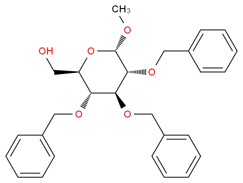 甲基-2,3,4-三-O-苄基-α-D-吡喃葡萄糖苷_分子结构_CAS_53008-65-4)