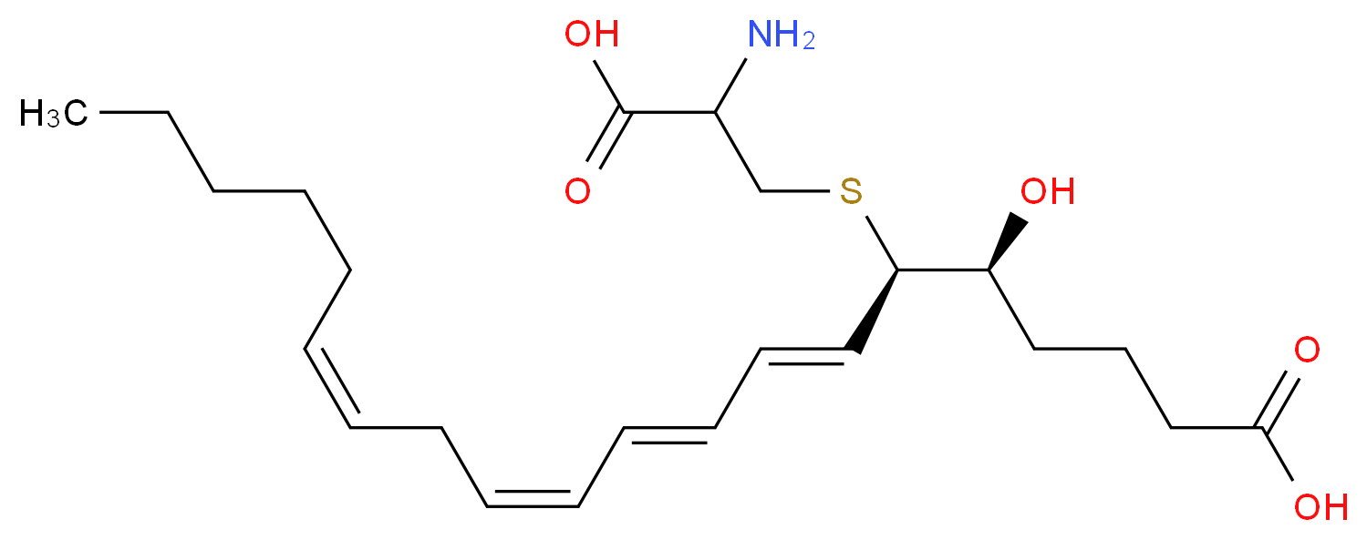 (5S,6R,7E,9E,11Z,14Z)-6-[(2-amino-2-carboxyethyl)sulfanyl]-5-hydroxyicosa-7,9,11,14-tetraenoic acid_分子结构_CAS_75715-89-8