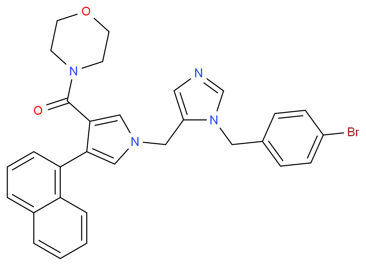 4-[1-({1-[(4-bromophenyl)methyl]-1H-imidazol-5-yl}methyl)-4-(naphthalen-1-yl)-1H-pyrrole-3-carbonyl]morpholine_分子结构_CAS_226929-39-1