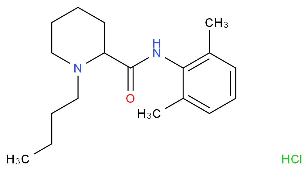 1-butyl-N-(2,6-dimethylphenyl)piperidine-2-carboxamide hydrochloride_分子结构_CAS_14252-80-3