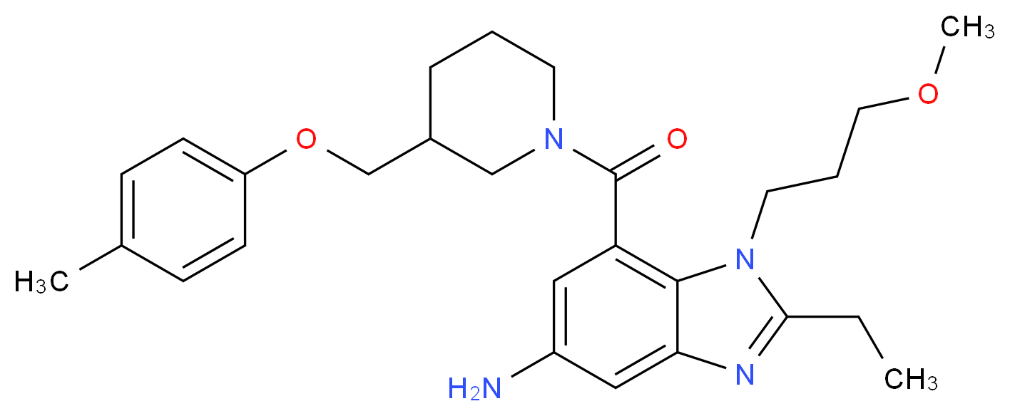 2-ethyl-1-(3-methoxypropyl)-7-({3-[(4-methylphenoxy)methyl]-1-piperidinyl}carbonyl)-1H-benzimidazol-5-amine_分子结构_CAS_)