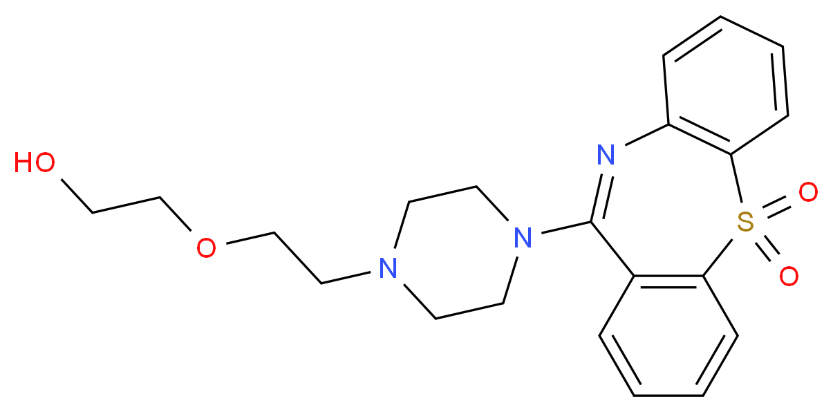 10-{4-[2-(2-hydroxyethoxy)ethyl]piperazin-1-yl}-2λ<sup>6</sup>-thia-9-azatricyclo[9.4.0.0<sup>3</sup>,<sup>8</sup>]pentadeca-1(11),3(8),4,6,9,12,14-heptaene-2,2-dione_分子结构_CAS_329216-65-1
