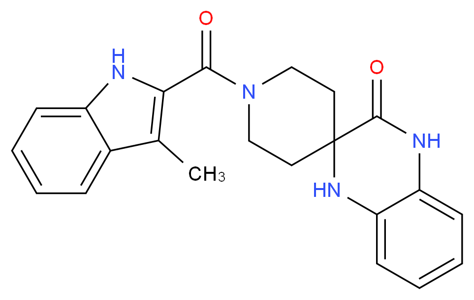 1-[(3-methyl-1H-indol-2-yl)carbonyl]-1',4'-dihydro-3'H-spiro[piperidine-4,2'-quinoxalin]-3'-one_分子结构_CAS_)