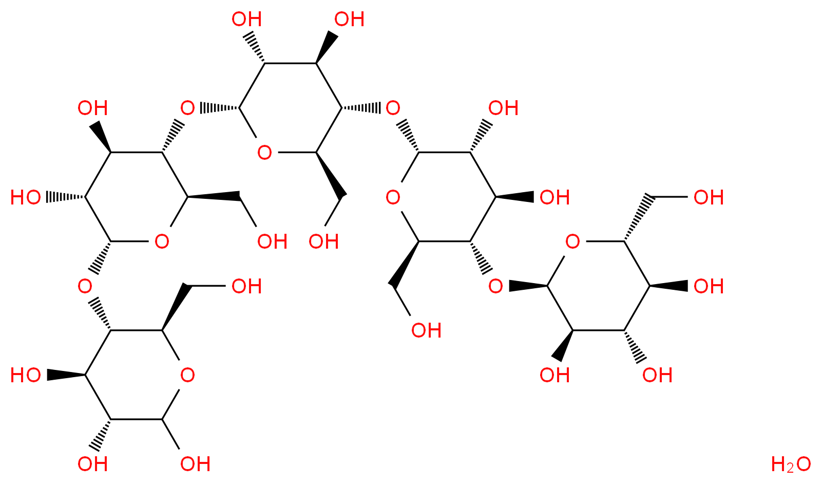 (2R,3R,4S,5S,6R)-2-{[(2R,3S,4R,5R,6R)-6-{[(2R,3S,4R,5R,6R)-6-{[(2R,3S,4R,5R,6R)-4,5-dihydroxy-2-(hydroxymethyl)-6-{[(2R,3S,4R,5R)-4,5,6-trihydroxy-2-(hydroxymethyl)oxan-3-yl]oxy}oxan-3-yl]oxy}-4,5-dihydroxy-2-(hydroxymethyl)oxan-3-yl]oxy}-4,5-dihydroxy-2-(hydroxymethyl)oxan-3-yl]oxy}-6-(hydroxymethyl)oxane-3,4,5-triol hydrate_分子结构_CAS_123333-77-7