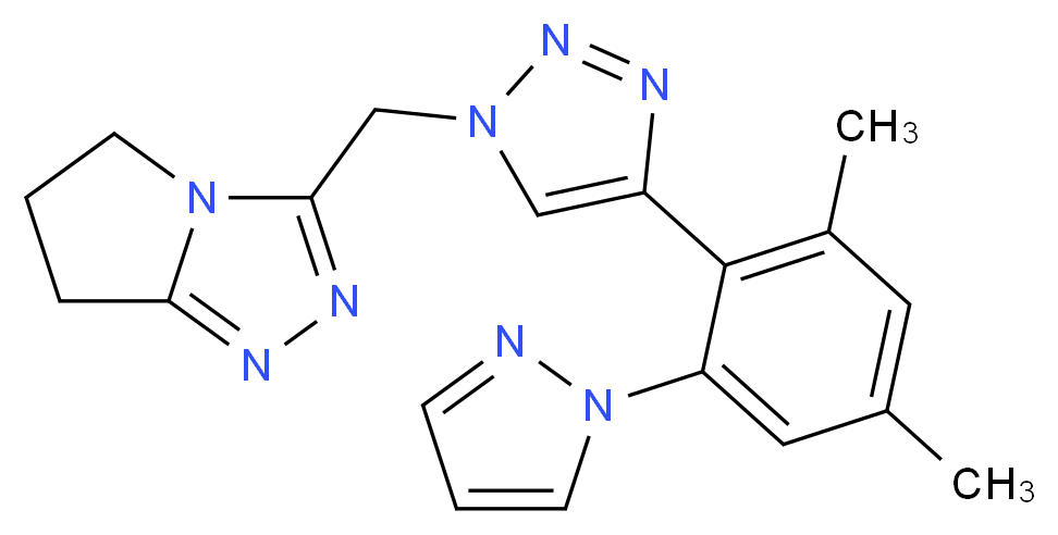 3-({4-[2,4-dimethyl-6-(1H-pyrazol-1-yl)phenyl]-1H-1,2,3-triazol-1-yl}methyl)-6,7-dihydro-5H-pyrrolo[2,1-c][1,2,4]triazole_分子结构_CAS_)