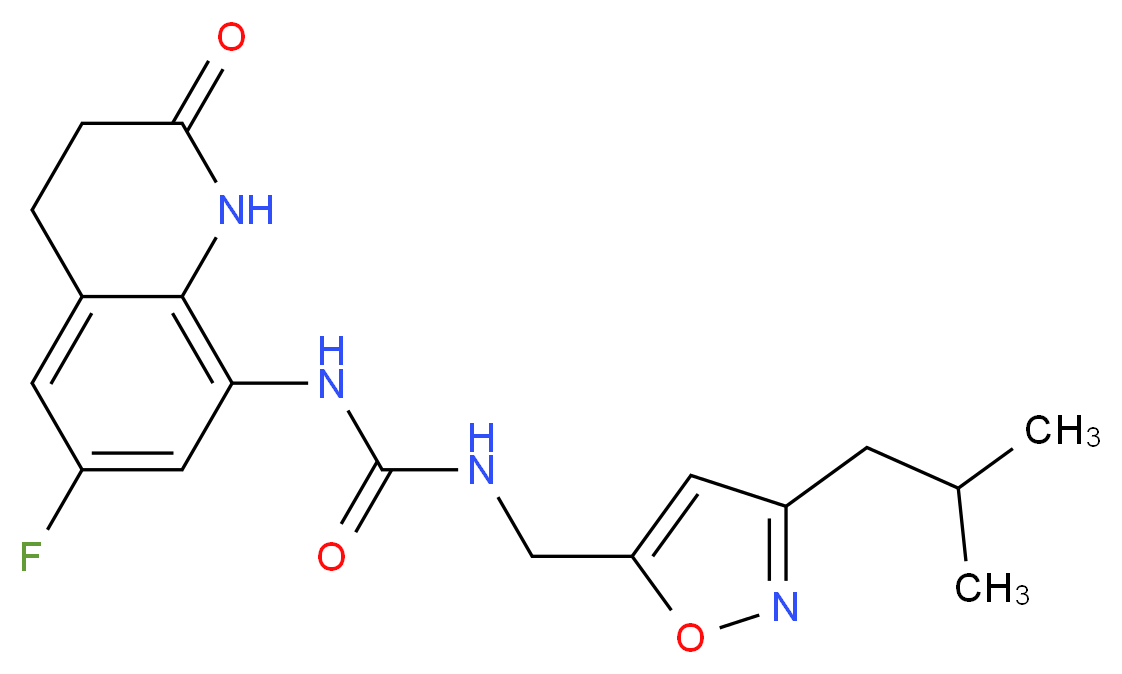 N-(6-fluoro-2-oxo-1,2,3,4-tetrahydroquinolin-8-yl)-N'-[(3-isobutylisoxazol-5-yl)methyl]urea_分子结构_CAS_)