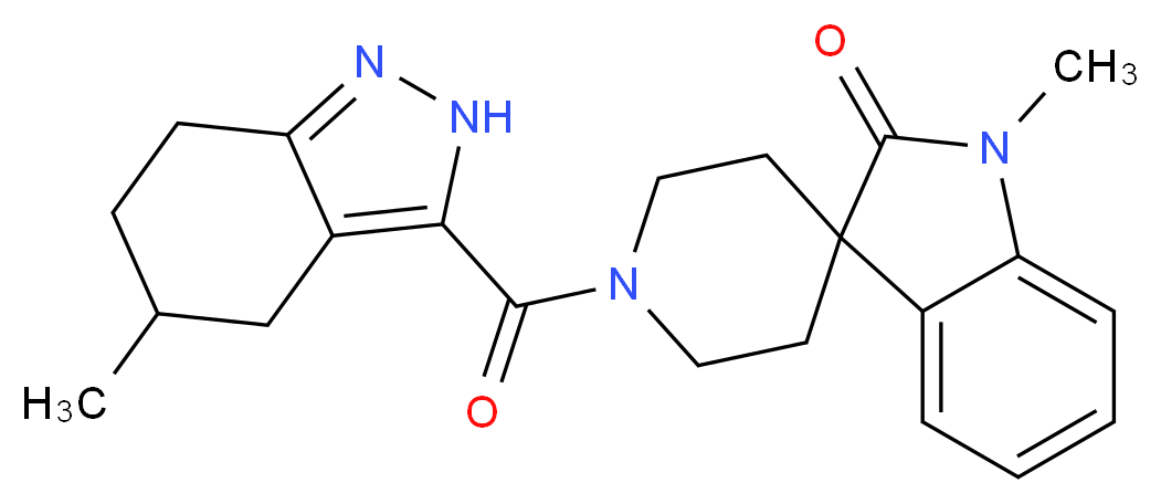 1-methyl-1'-[(5-methyl-4,5,6,7-tetrahydro-2H-indazol-3-yl)carbonyl]spiro[indole-3,4'-piperidin]-2(1H)-one_分子结构_CAS_)