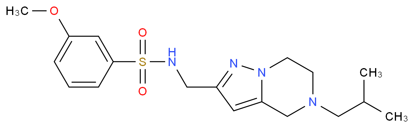 N-[(5-isobutyl-4,5,6,7-tetrahydropyrazolo[1,5-a]pyrazin-2-yl)methyl]-3-methoxybenzenesulfonamide_分子结构_CAS_)
