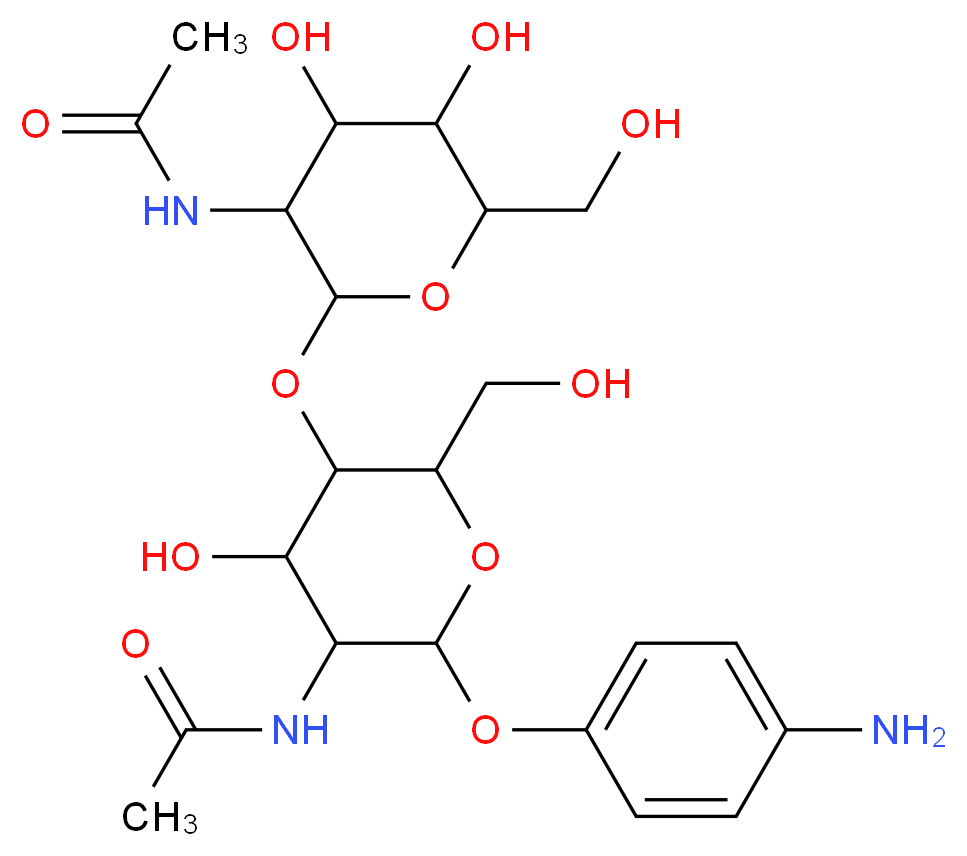 N-(2-{[6-(4-aminophenoxy)-5-acetamido-4-hydroxy-2-(hydroxymethyl)oxan-3-yl]oxy}-4,5-dihydroxy-6-(hydroxymethyl)oxan-3-yl)acetamide_分子结构_CAS_102029-83-4