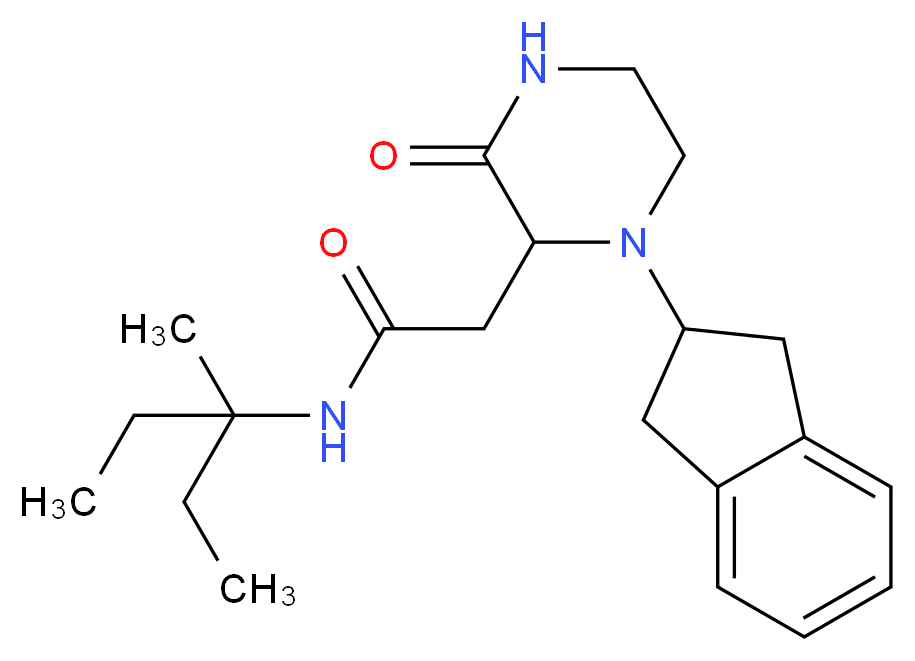 2-[1-(2,3-dihydro-1H-inden-2-yl)-3-oxo-2-piperazinyl]-N-(1-ethyl-1-methylpropyl)acetamide_分子结构_CAS_)