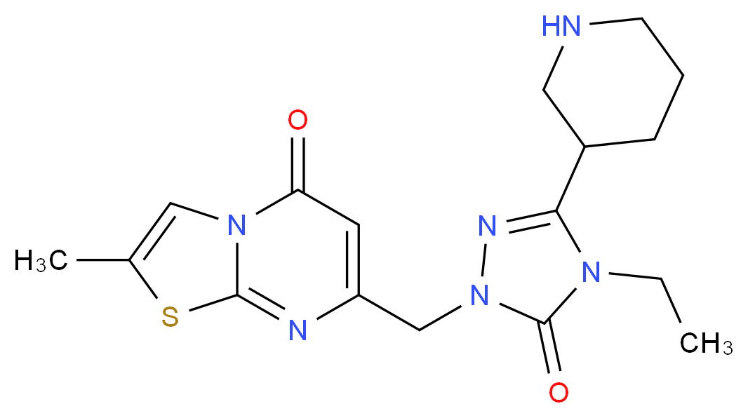 7-[(4-ethyl-5-oxo-3-piperidin-3-yl-4,5-dihydro-1H-1,2,4-triazol-1-yl)methyl]-2-methyl-5H-[1,3]thiazolo[3,2-a]pyrimidin-5-one_分子结构_CAS_)