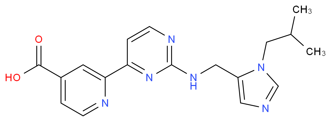 2-(2-{[(1-isobutyl-1H-imidazol-5-yl)methyl]amino}pyrimidin-4-yl)isonicotinic acid_分子结构_CAS_)