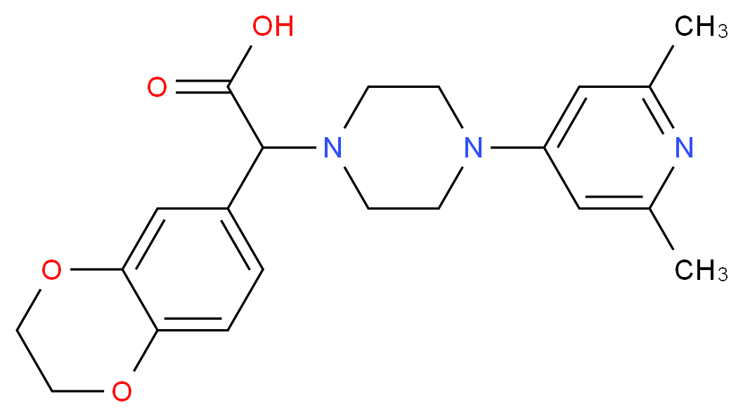 2,3-dihydro-1,4-benzodioxin-6-yl[4-(2,6-dimethylpyridin-4-yl)piperazin-1-yl]acetic acid_分子结构_CAS_)