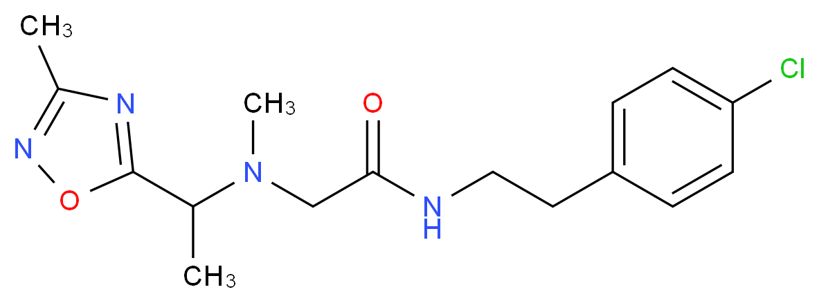 N-[2-(4-chlorophenyl)ethyl]-2-{methyl[1-(3-methyl-1,2,4-oxadiazol-5-yl)ethyl]amino}acetamide_分子结构_CAS_)