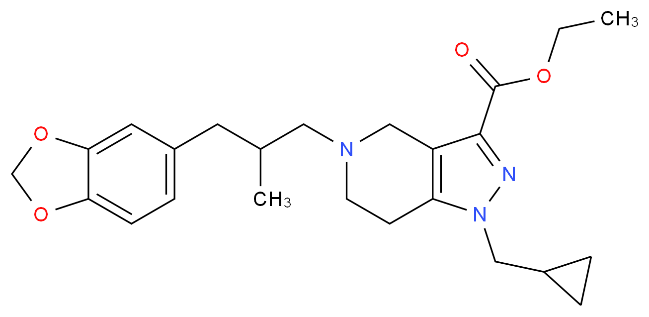 ethyl 5-[3-(1,3-benzodioxol-5-yl)-2-methylpropyl]-1-(cyclopropylmethyl)-4,5,6,7-tetrahydro-1H-pyrazolo[4,3-c]pyridine-3-carboxylate_分子结构_CAS_)
