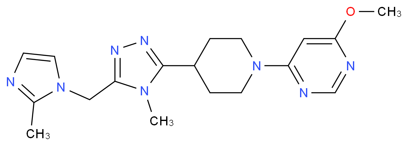 4-methoxy-6-(4-{4-methyl-5-[(2-methyl-1H-imidazol-1-yl)methyl]-4H-1,2,4-triazol-3-yl}piperidin-1-yl)pyrimidine_分子结构_CAS_)