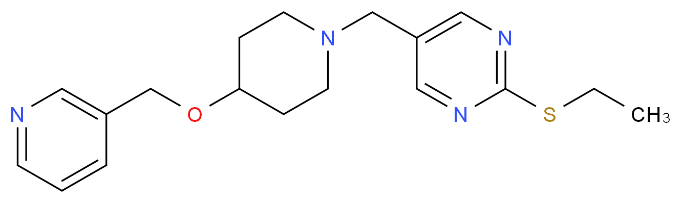 2-(ethylthio)-5-{[4-(pyridin-3-ylmethoxy)piperidin-1-yl]methyl}pyrimidine_分子结构_CAS_)