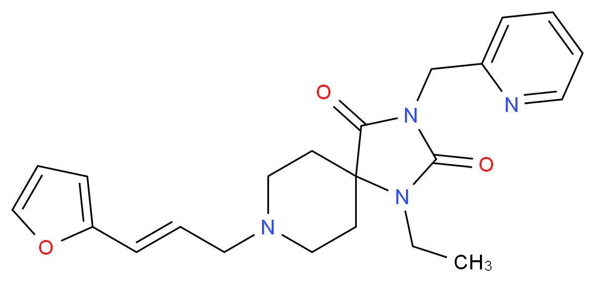 1-ethyl-8-[(2E)-3-(2-furyl)-2-propen-1-yl]-3-(2-pyridinylmethyl)-1,3,8-triazaspiro[4.5]decane-2,4-dione_分子结构_CAS_)
